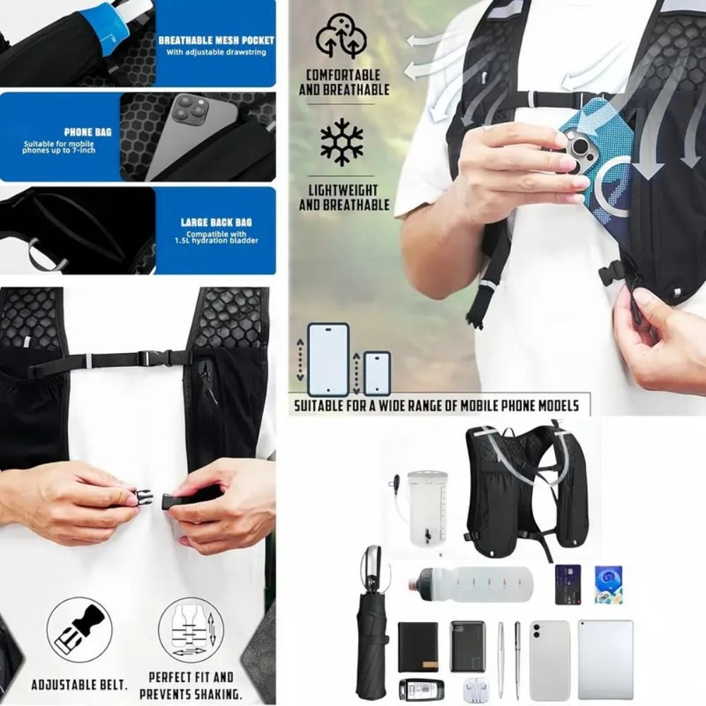 Running Hydration Vest - Waterproof Reflective Running Vest Pack Breathable
