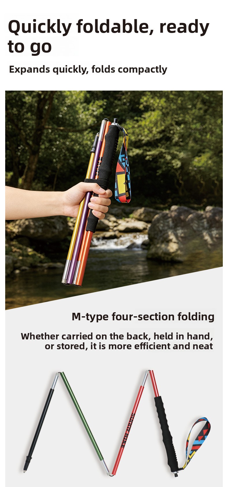 Ultralight 7075 Aluminum Foldi - огляд і ціна Trekking Pole Carbon