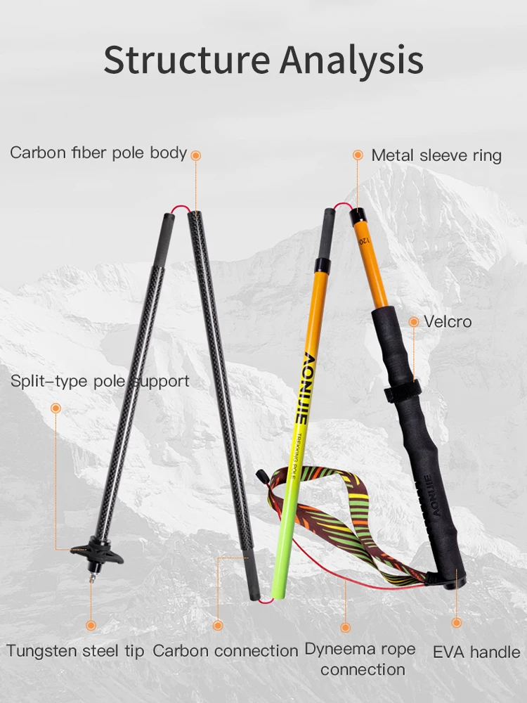 2pcs AONlJlE E4204 Carbon Fibe - огляд і ціна Trekking Pole Carbon